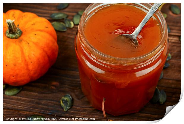Fragrant autumn pumpkin jam. Print by Mykola Lunov Mykola