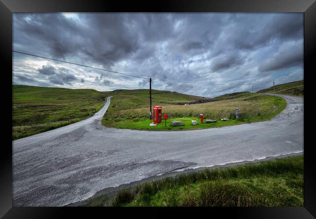 Most remote phone box in Wales Framed Print by Leighton Collins