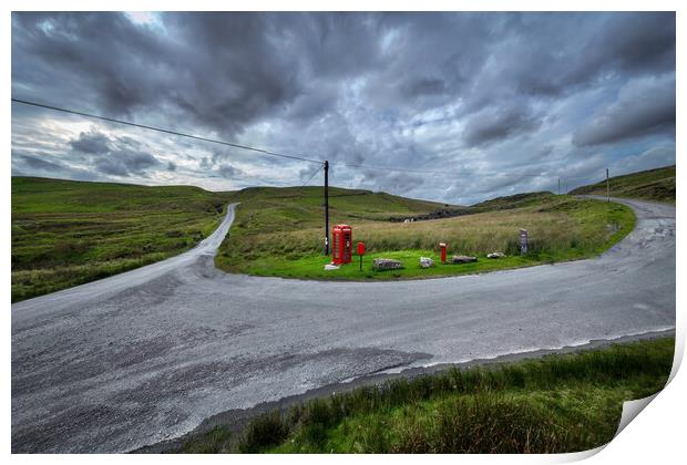 Most remote phone box in Wales Print by Leighton Collins