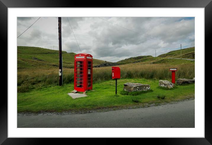 Nantymaen phone box in Mid Wales Framed Mounted Print by Leighton Collins