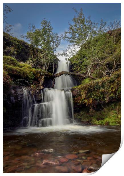 Waterfall in the Brecon Beacons Print by Leighton Collins