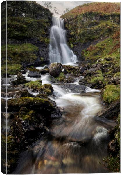 Rocky waterfall in the Brecon Beacons Canvas Print by Leighton Collins