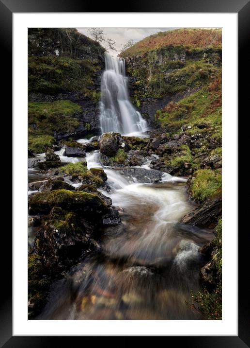 Rocky waterfall in the Brecon Beacons Framed Mounted Print by Leighton Collins