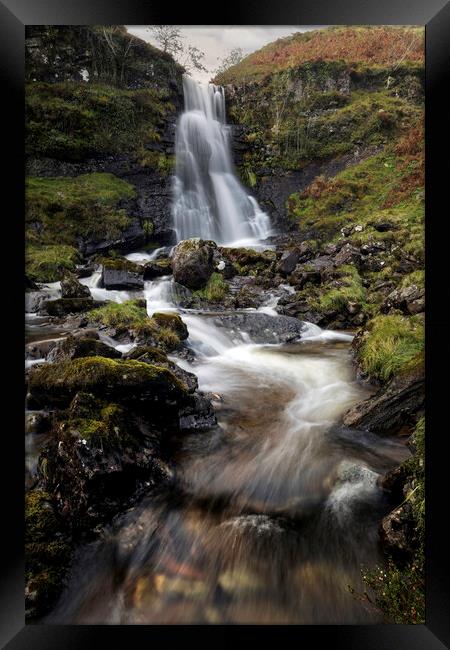 Rocky waterfall in the Brecon Beacons Framed Print by Leighton Collins