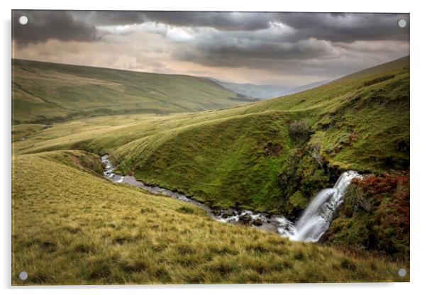 Rain clouds and a waterfall Acrylic by Leighton Collins