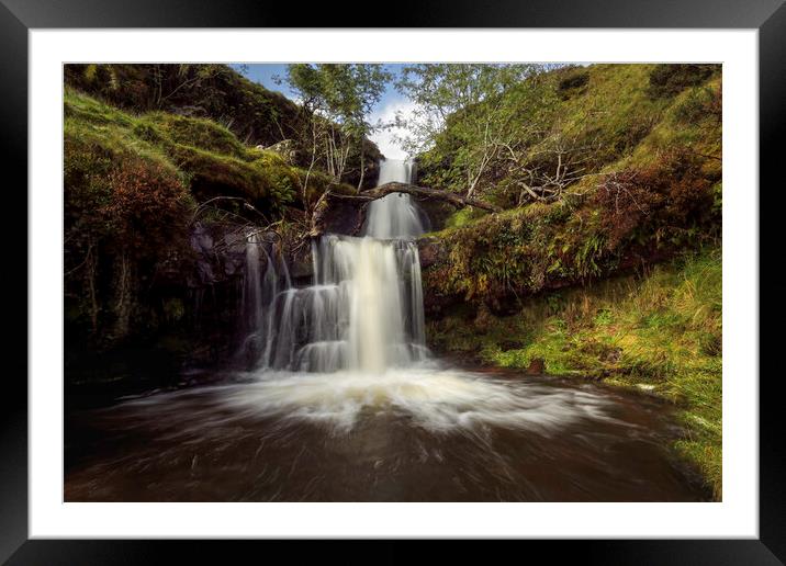 Brecon Beacons waterfall Framed Mounted Print by Leighton Collins