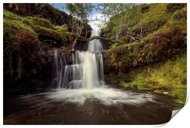 Brecon Beacons waterfall Print by Leighton Collins