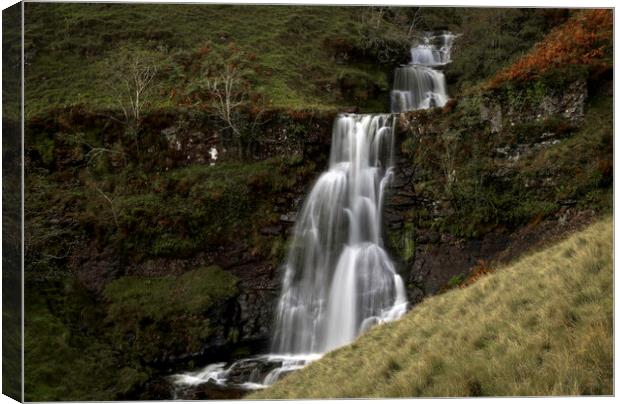 Waterfalls in the Brecon Beacons Canvas Print by Leighton Collins