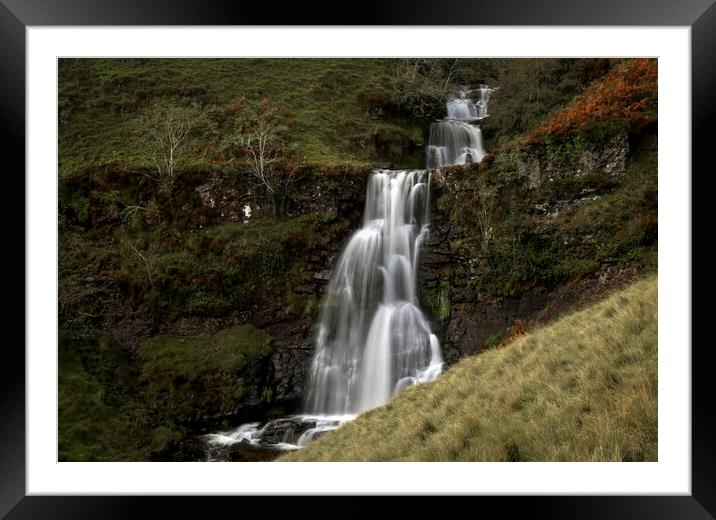 Waterfalls in the Brecon Beacons Framed Mounted Print by Leighton Collins