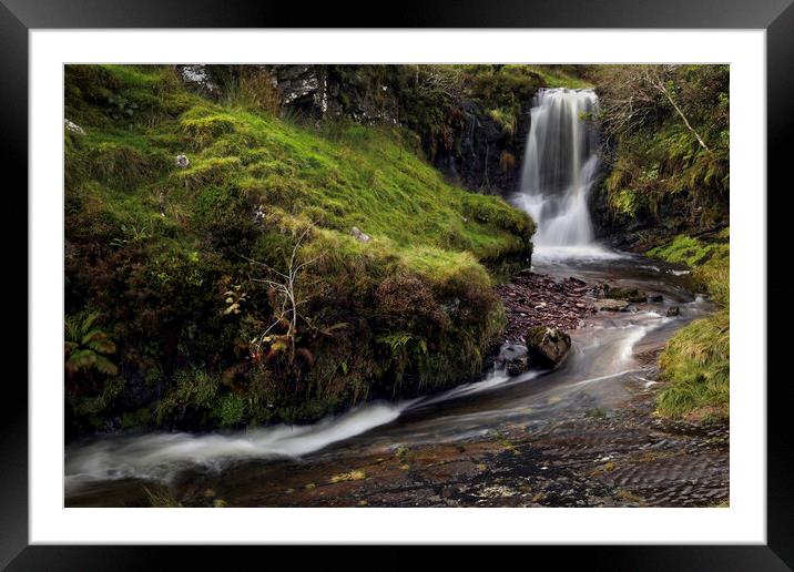 Waterfall and stream in the Brecon Beacons Framed Mounted Print by Leighton Collins