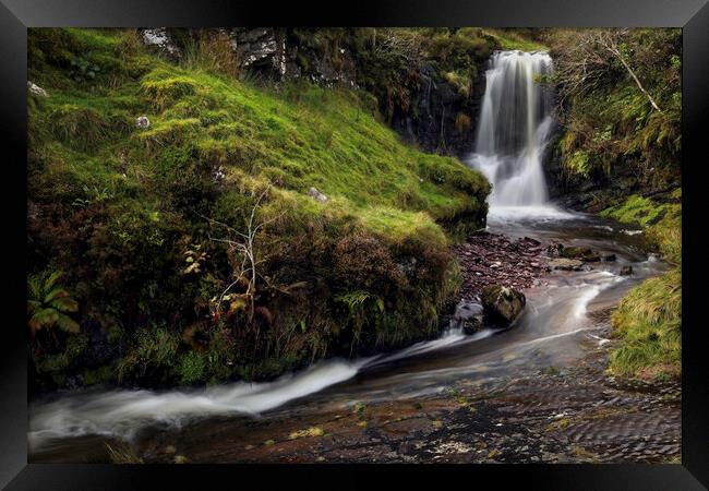 Waterfall and stream in the Brecon Beacons Framed Print by Leighton Collins