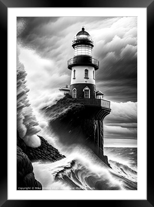 Stormy Lighthouse Framed Mounted Print by Mike Shields