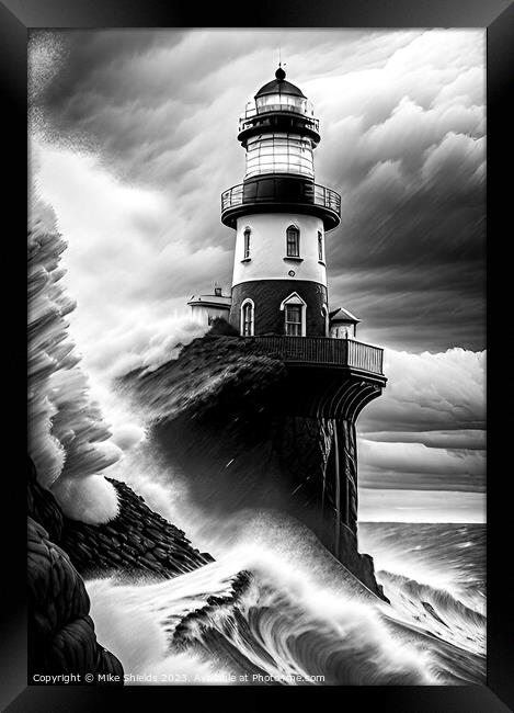 Stormy Lighthouse Framed Print by Mike Shields