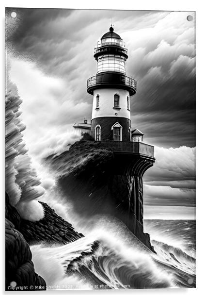 Stormy Lighthouse Acrylic by Mike Shields