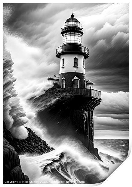 Stormy Lighthouse Print by Mike Shields