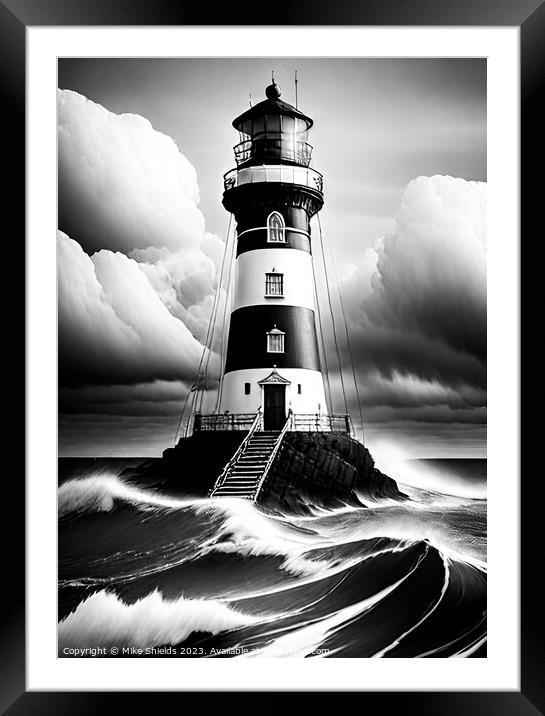 Lighthouse stands Alone Framed Mounted Print by Mike Shields