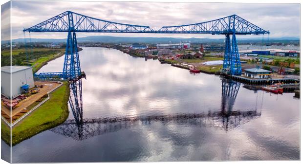 Tees Transporter Bridge to Middlesbrough FC Canvas Print by Tim Hill