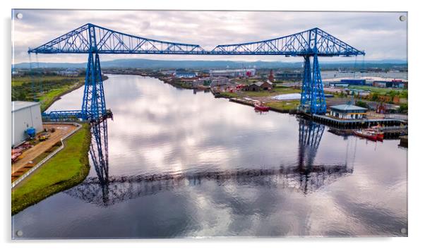 Tees Transporter Bridge to Middlesbrough FC Acrylic by Tim Hill