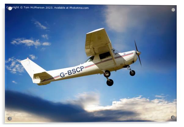 Cessna 152 G-BSCP Acrylic by Tom McPherson