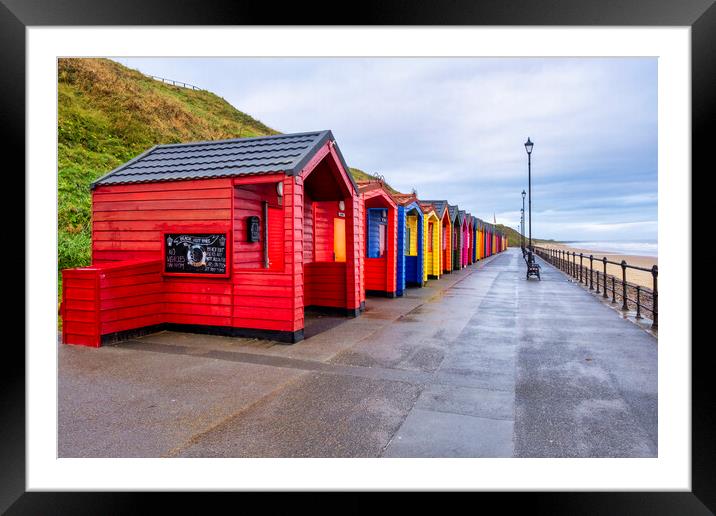 Saltburn by the Sea Beach Huts Framed Mounted Print by Steve Smith