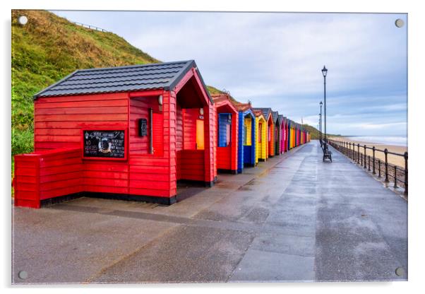 Saltburn by the Sea Beach Huts Acrylic by Steve Smith