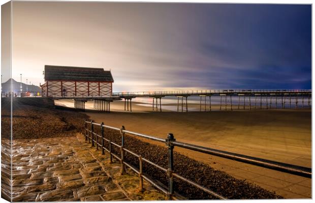 Saltburn beach at Night Canvas Print by Tim Hill