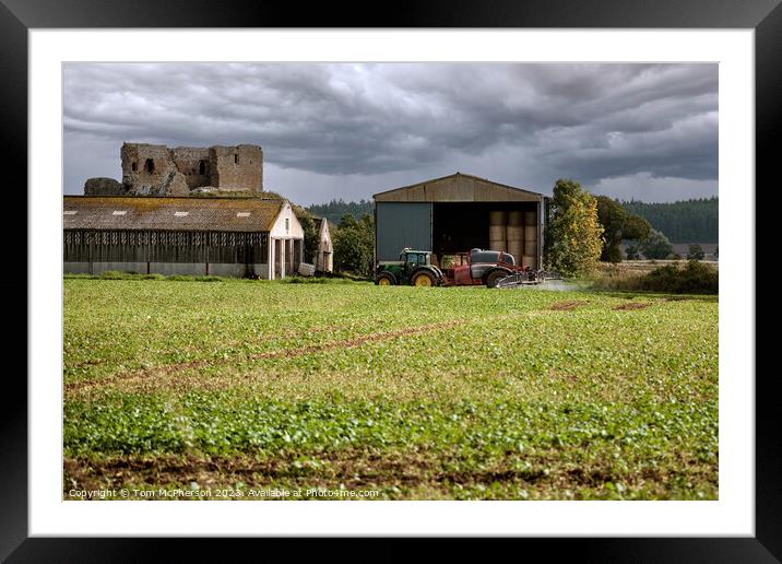 Crop Spraying at Duffus Castle Framed Mounted Print by Tom McPherson