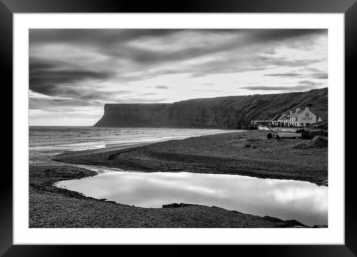 Saltburn Black and White: The Ship Pub Framed Mounted Print by Tim Hill
