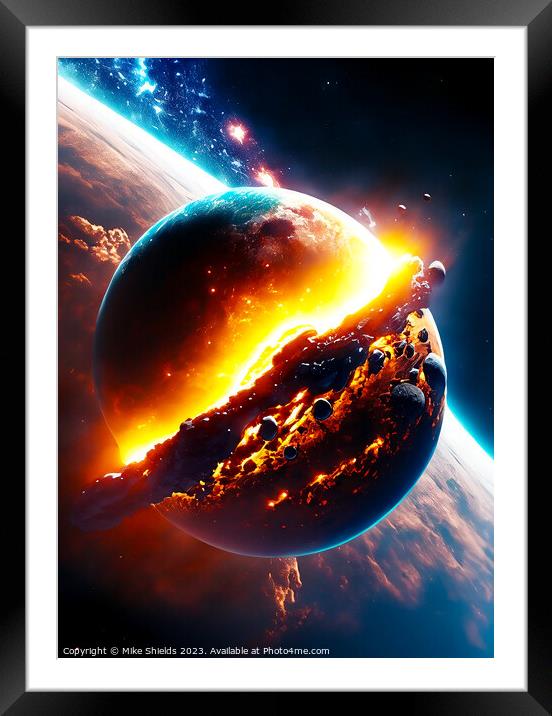 A Planet Explodes Framed Mounted Print by Mike Shields