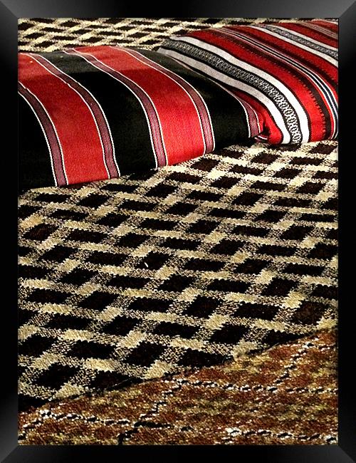Bedouin Desert Camp textiles Framed Print by DEE- Diana Cosford