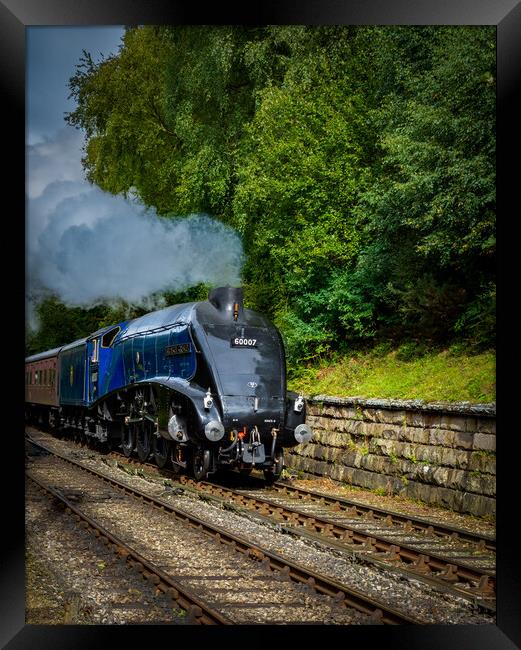Sir Nigel Gresley steam train  steaming in to Goat Framed Print by Kevin Winter