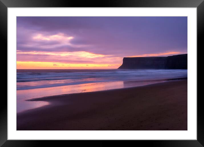 Hunt cliff Sunrise Seascape: Saltburn by the Sea Framed Mounted Print by Tim Hill