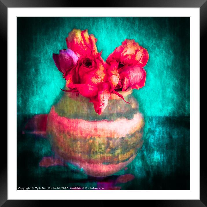 Vibrant Roses in a Handmade Pottery Vase (2)  Framed Mounted Print by Tylie Duff Photo Art