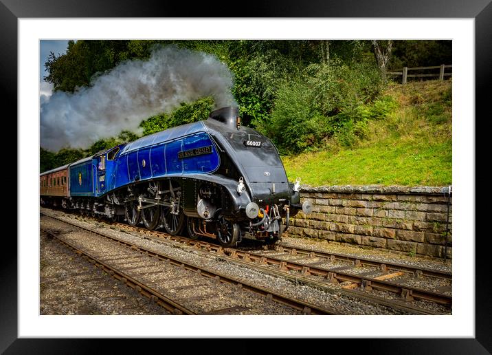 Sir Nigel Gresley steam train steaming in to Goath Framed Mounted Print by Kevin Winter