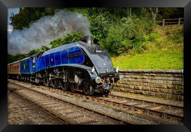 Sir Nigel Gresley steam train steaming in to Goath Framed Print by Kevin Winter