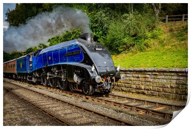 Sir Nigel Gresley steam train steaming in to Goath Print by Kevin Winter