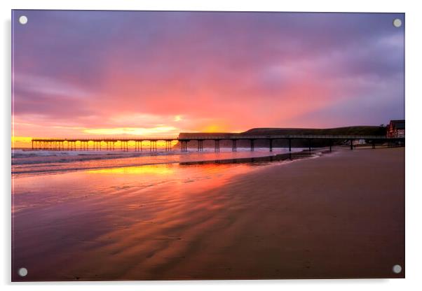 Sunrise Saltburn by the Sea Acrylic by Tim Hill