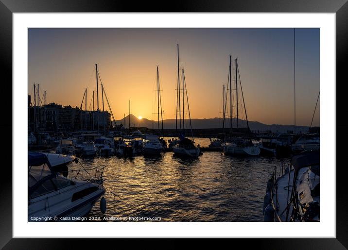 Heraklion Harbour Sunset Framed Mounted Print by Kasia Design