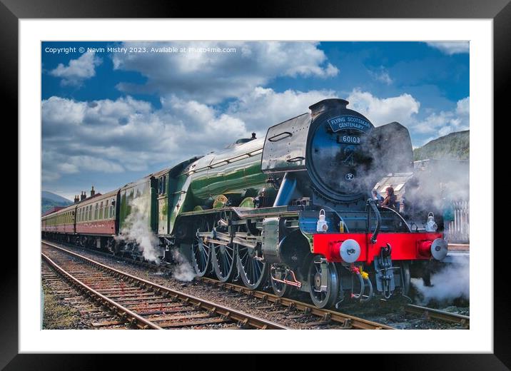 The Flying Scotsman at Aviemore Framed Mounted Print by Navin Mistry