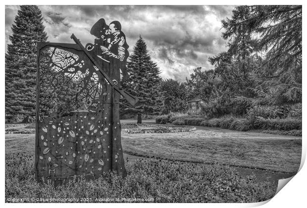 The Memorial and The Park - (Black and White.) Print by 28sw photography