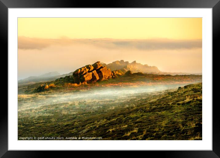 Roaches, winter sunset Framed Mounted Print by geoff shoults