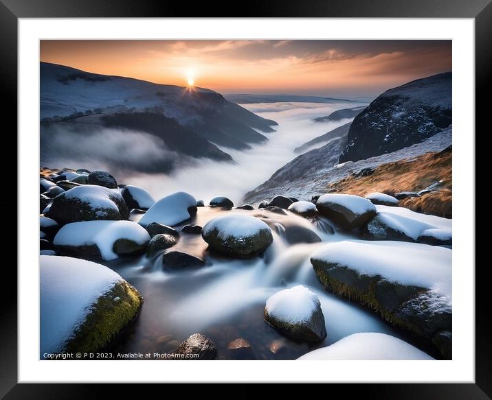 Snowy Majesty: Mountain Framed Mounted Print by P D