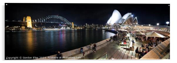 Sydney Opera House and Harbour Bridge at night Acrylic by Gordon Elias