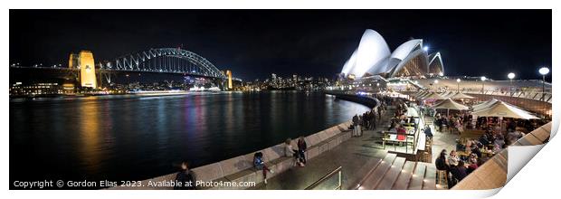 Sydney Opera House and Harbour Bridge at night Print by Gordon Elias