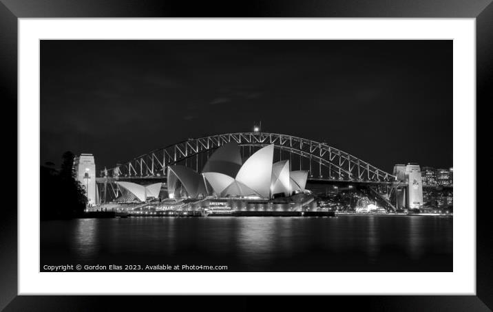 Sydney Harbour Bridge and Opera House Framed Mounted Print by Gordon Elias