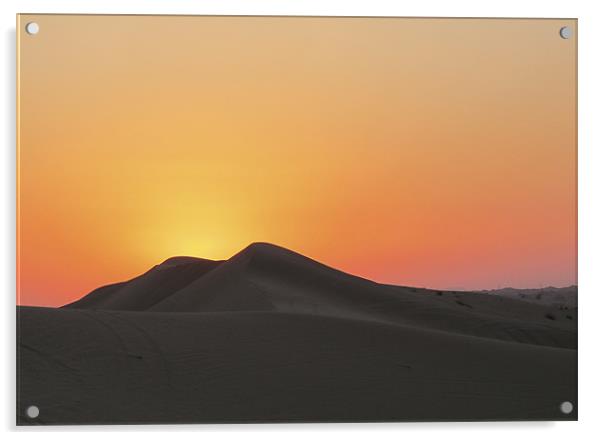 Sunset, Arabian Desert Acrylic by DEE- Diana Cosford