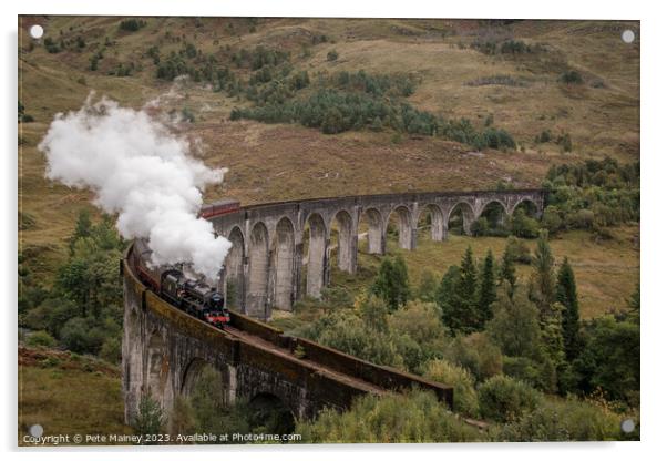 TheJacobite crossing Glenfinnan Viaduct Acrylic by Pete Mainey