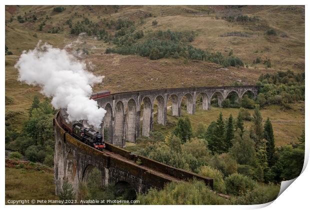 TheJacobite crossing Glenfinnan Viaduct Print by Pete Mainey