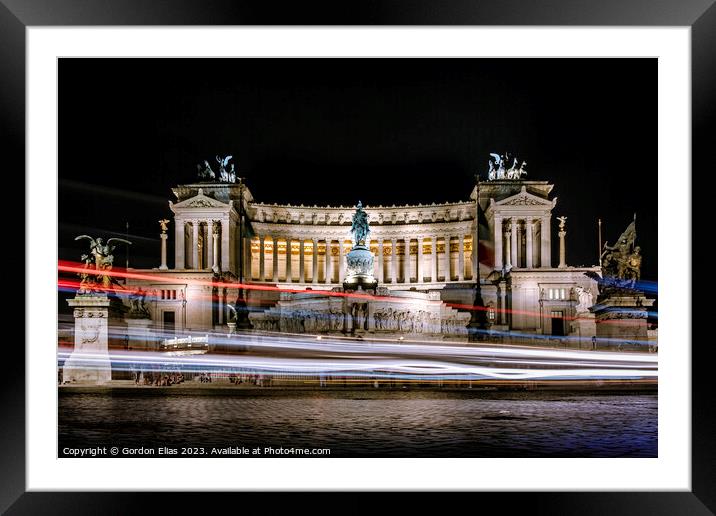 Altare delle Patria in Rome, Italy at night. Framed Mounted Print by Gordon Elias