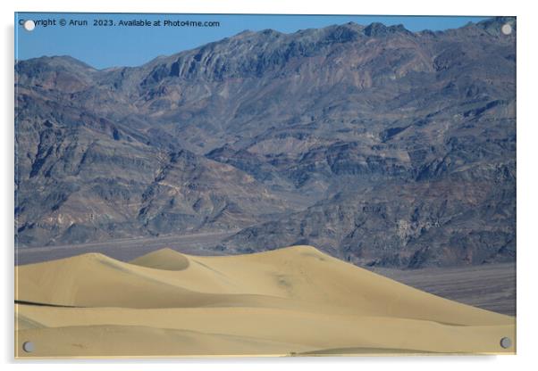 Sand dunes and mountains in death valley California Acrylic by Arun 